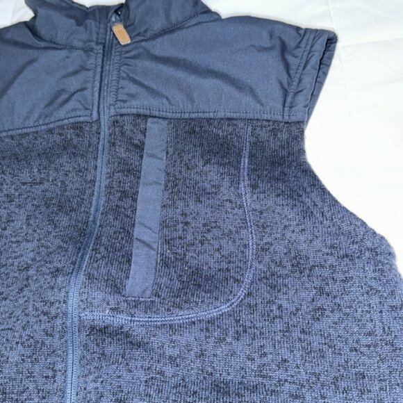 George Vest Mens Large 38-40 Sherpa Sweater Fleece Zip up Navy Blue Preppy Warm - Picture 4 of 6